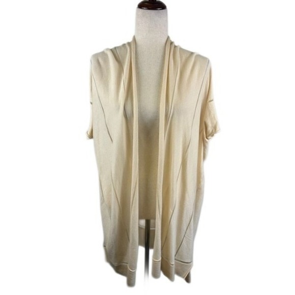 Susana Monaco Cardigan Open Front Short Sleeve Knit Creamy Yellow Size Medium - Picture 1 of 5